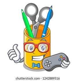 Gamer desktop organizer shape on cartoon funny