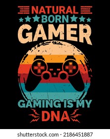Gamer DNA retro vintage t shirt design