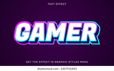 Gamer editable text effect in 3d style. Suitable for brand or business logo