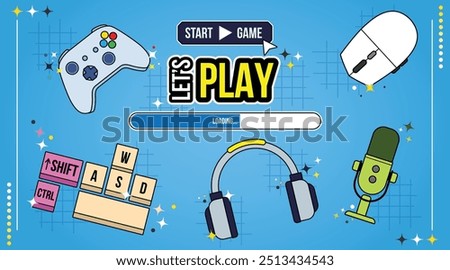 Gamer element accessory computer, Start buttom and Loading. 