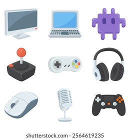 Gamer Emoji Icon Illustration. Videogames Vector Symbol Emoticon Design Doodle Vector.