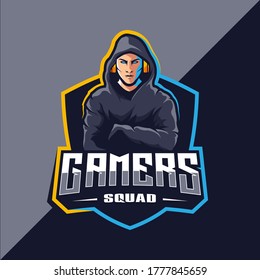 gamer esport mascot logo design vector