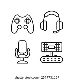 Gamer and Esports Streaming Equipment Icons