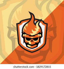 Gamer Fire Skull mascot esport logo design