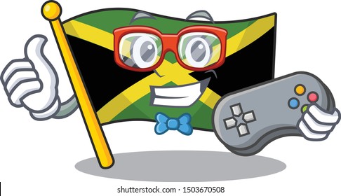 Gamer flag jamaica character shaped on mascot
