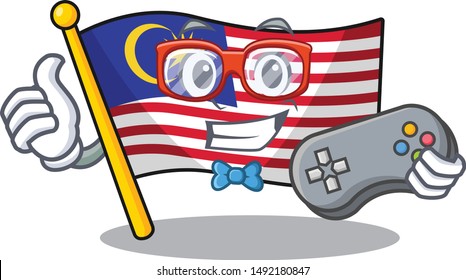 Gamer flag malaysia hoisted on cartoon pole