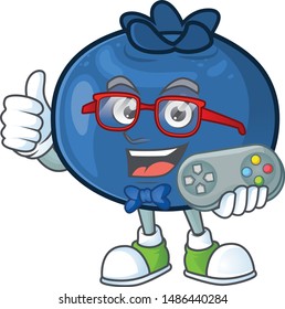 Gamer fresh blueberry character design with mascot