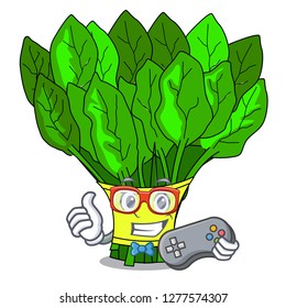 Gamer fresh spinach vegetables in character fridge