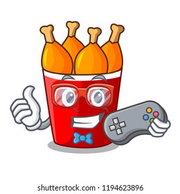 Gamer fried chicken in big cartoon bucket box