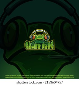 Gamer frog head logo design good use for symbol identity emblem badge and more