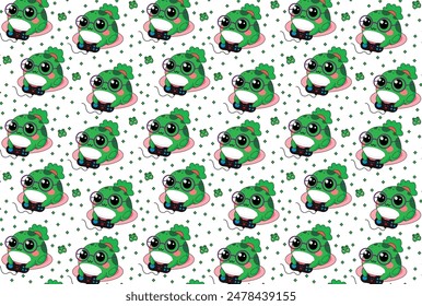 gamer frog, illustration pattern of a cute little frog playing video games