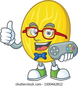 Gamer fruit melon cartoon character with mascot