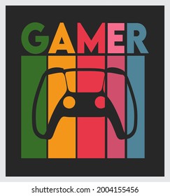 gamer with game console silhouette on colorful background