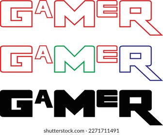 gamer, game lover text based design logo illustration for videogame lover