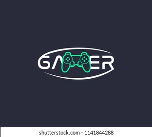 Gamer with game pad vector design logo