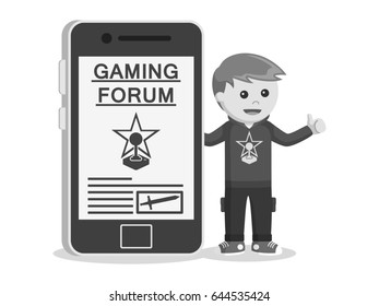 gamer gaming forum black and white style