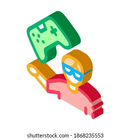 vector de icono de juegos de jugador. signo de juego de jugador isométrico. ilustración de símbolo aislado de color