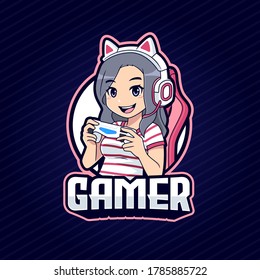 Gamer girl esport logo mascot