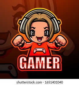 Gamer girl esport mascot logo design