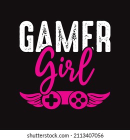 Gamer Girl, Gaming T Shirt Design - Vector