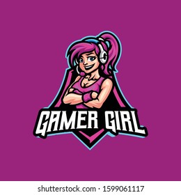 Gamer Girl Mascot E Sports Gaming Logo Design