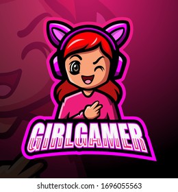 Gamer girl mascot esport logo design