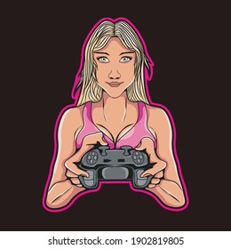 Gamer Girl Mascot Esport Logo Design