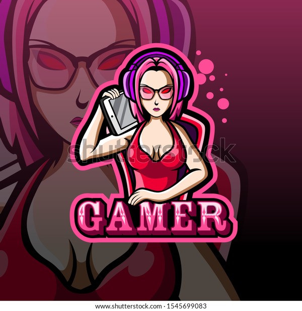 Gamer Girl Mascot Gaming Esport Logo Stock Vector Royalty Free 1545699083
