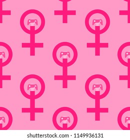 Gamer girl pattern. Nice and beautiful vector graphic illustration