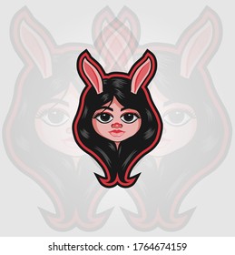 Gamer Girl rabbit Mascot Gaming Esport Logo Template


