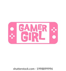 Gamer Girl Vector Illustration Label