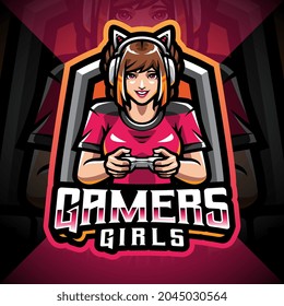 Gamer girls esport mascot logo