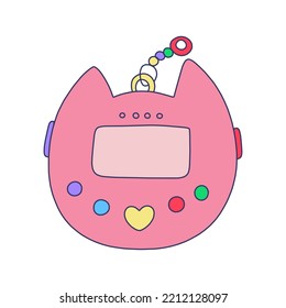 Gamer Girly Kawaii Item.y2k Game Console.00s Lifestyle.old Computer Technology.90s Tamagotchi Digital Pocket Pet Game. Millennial Kid.Kidcore Template For Social Media.old Web Gadget Template