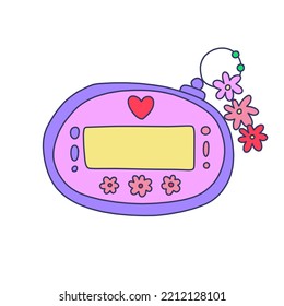 Gamer Girly Kawaii Item.y2k Game Console.00s Lifestyle.old Computer Technology.90s Tamagotchi Digital Pocket Pet Game. Millennial Kid.Kidcore Template For Social Media.old Web Gadget Template