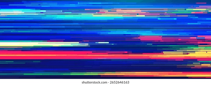 Gamer glitch background with pixel cyberpunk effects and digital screen distortion. Abstract blue noise patterns and static overlays for video game art. Retrowave light effects with geometric shapes.