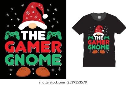 The Gamer Gnome, Christmas Day, t-shirt design.
Unique And Colorful Christmas Day T shirt design, vector, template ready for print.