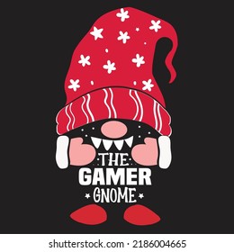 The Gamer Gnome Christmas Svg T-Shirt Design