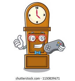 Gamer grandfather clock mascot cartoon