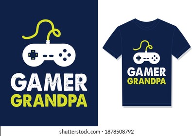 Gamer Grandpa. Typography Vector graphic for t shirt. Vector Poster, typographic quote or t-shirt.