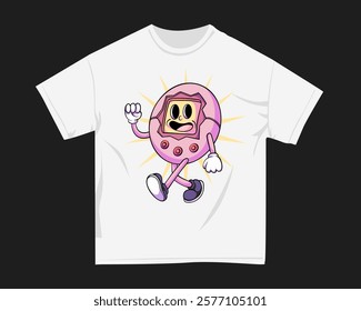 Gamer graphic t-shirt for DTF and DTG. Retro gaming t-shirt design for print. Rubberhose Vector t shirt design. Screen printing tshirt design for merch. Design for POD