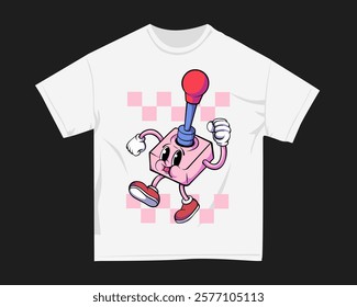 Gamer graphic t-shirt for DTF and DTG. Retro gaming t-shirt design for print. Rubberhose Vector t shirt design. Screen printing tshirt design for merch. Design for POD