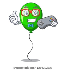 Gamer green ballon with cartoon ribbons beautiful