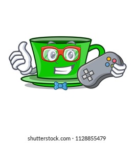 Gamer green tea character cartoon