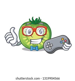 Gamer green tomato slices in cartoon shape