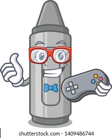 Gamer grey crayon mascot