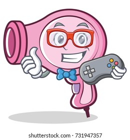 Gamer hair dryer character vector