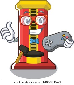 Gamer hammer game machine isolated in character