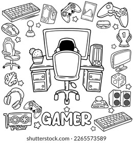 Gamer Hand Drawn Doodle, Game Equipment