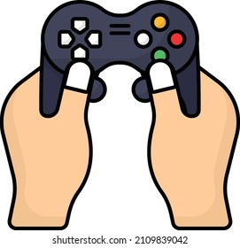 Gamer Hand Holding Video Game Controller Concept Vector Icon Design, E-sports or mind sport Symbol, Digital sports Equipment Sign, Video games hardware Stock illustration
