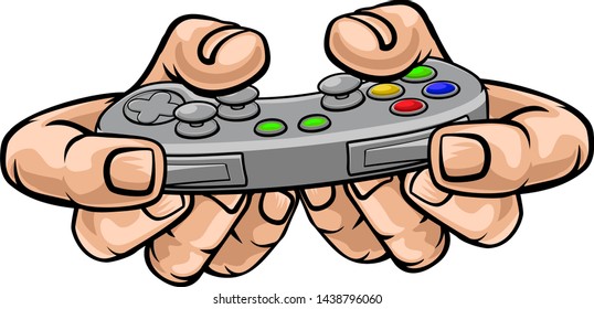 A Gamer Hand Holding Video Gaming Game Controller 